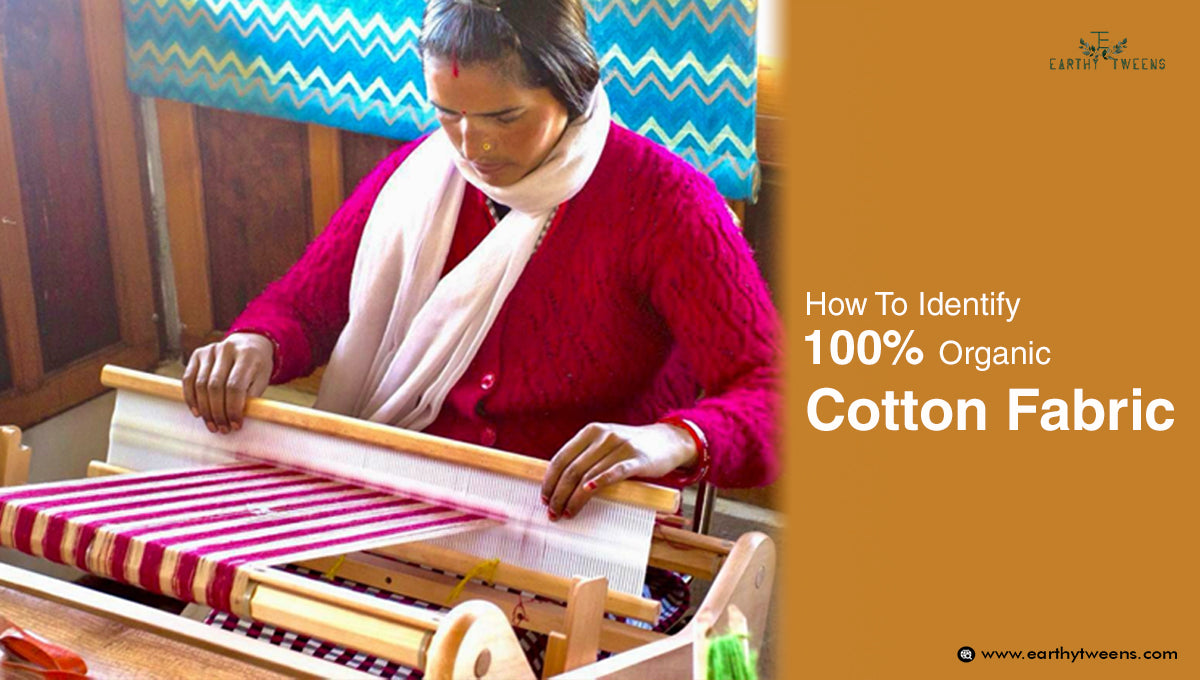 a women working a sewing machine and how to identify organic cotton fabric