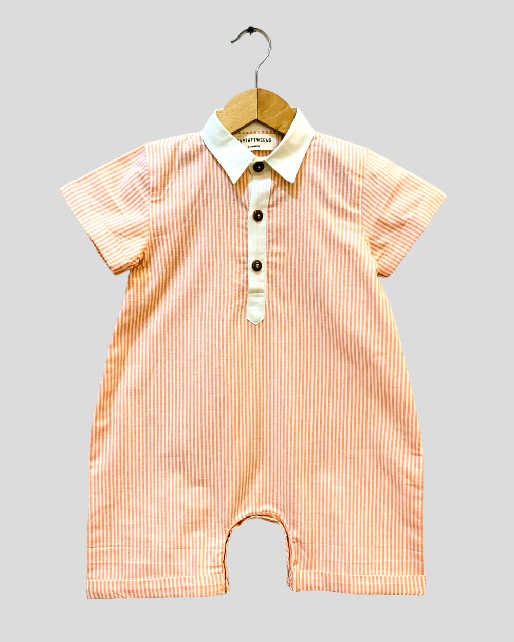 Orange Striped Romper for Baby Boy