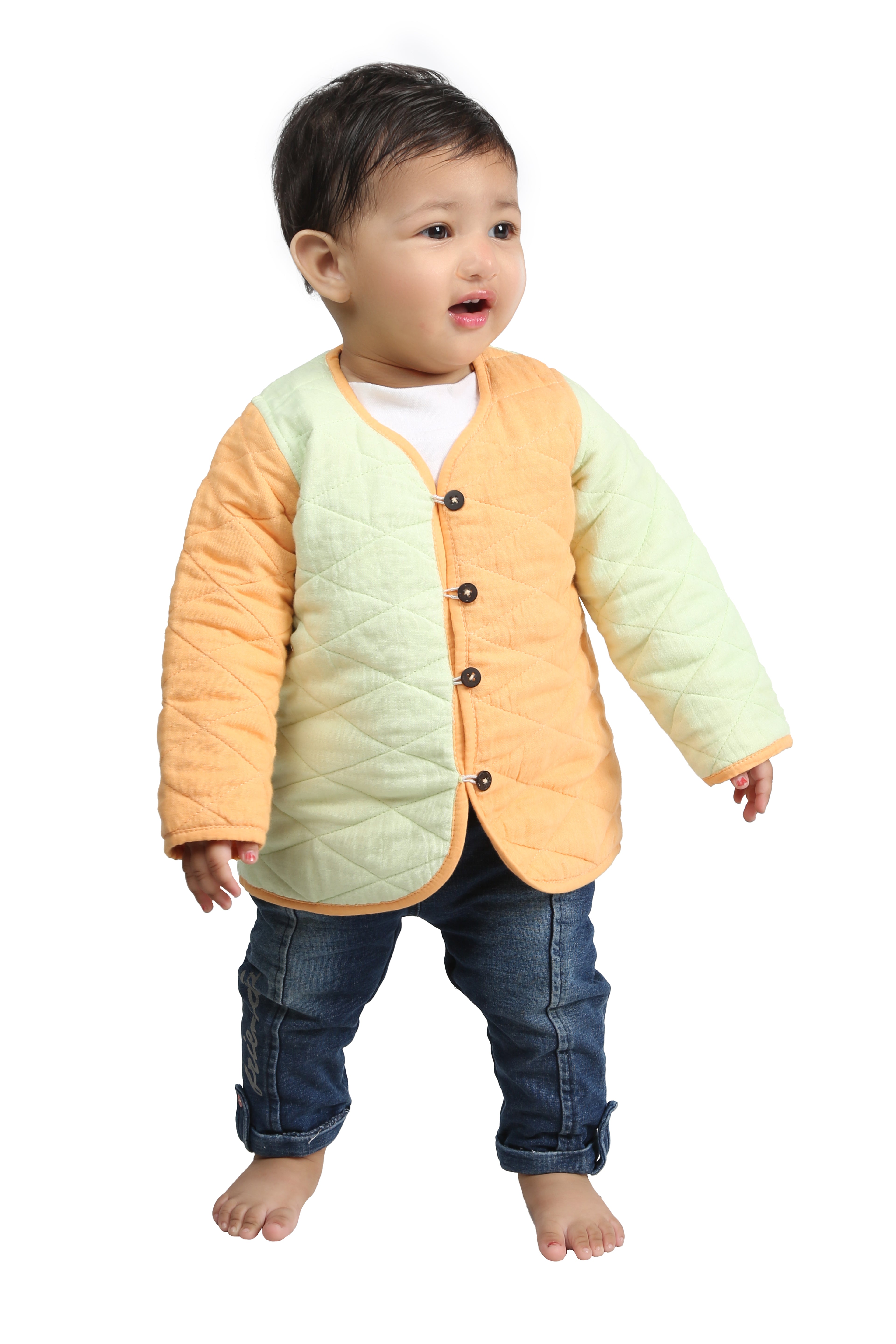 Quilted Jacket - Dual-Tone Green & Orange