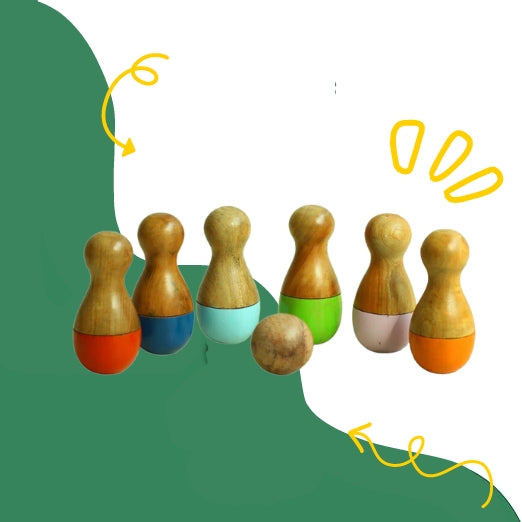Small Wooden Pin Bowling Set