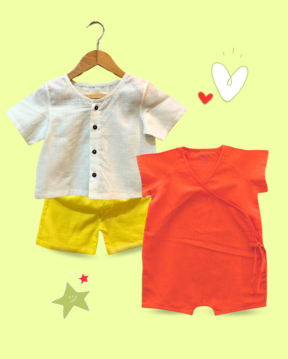 100% Natural Cotton Onesie & Baby Set for Babies - 2 Piece Set