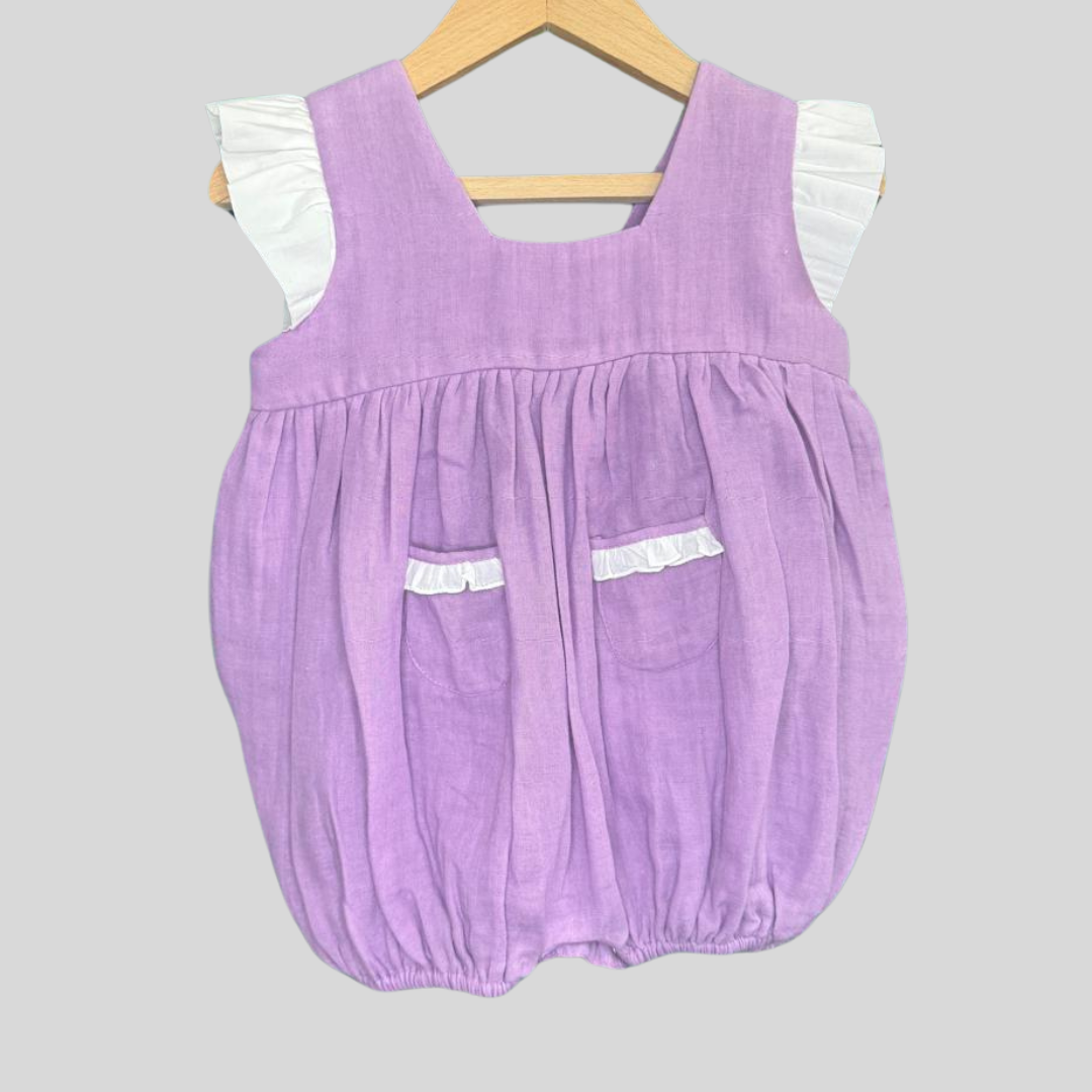 Double Cotton Purple Frill Onesie