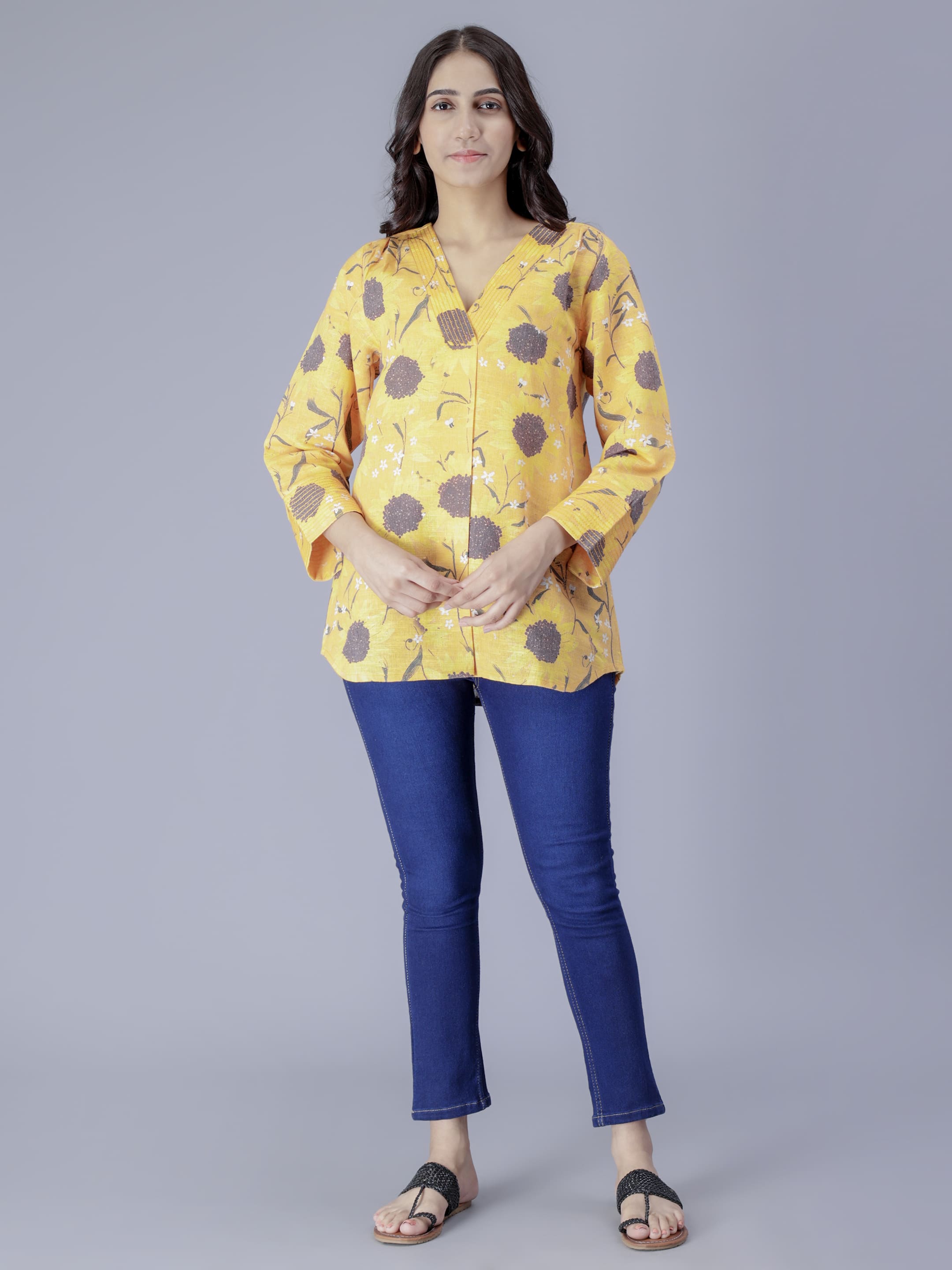 Printed V-Neck Top