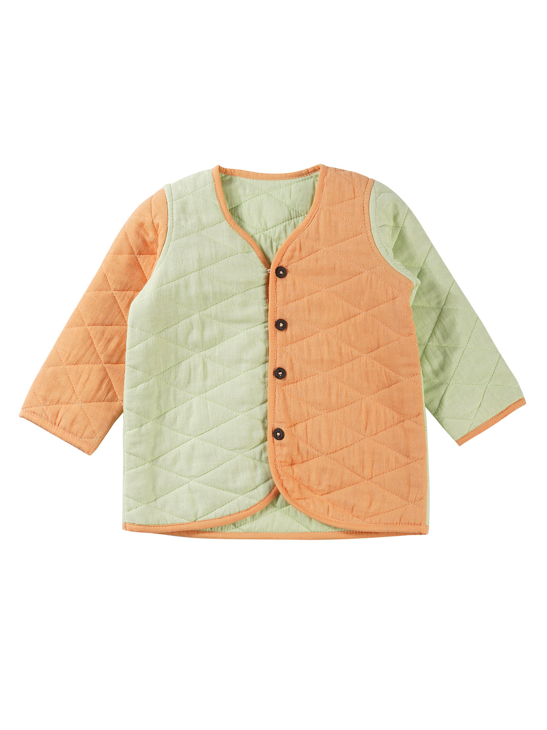 Quilted Jacket - Dual-Tone Green & Orange