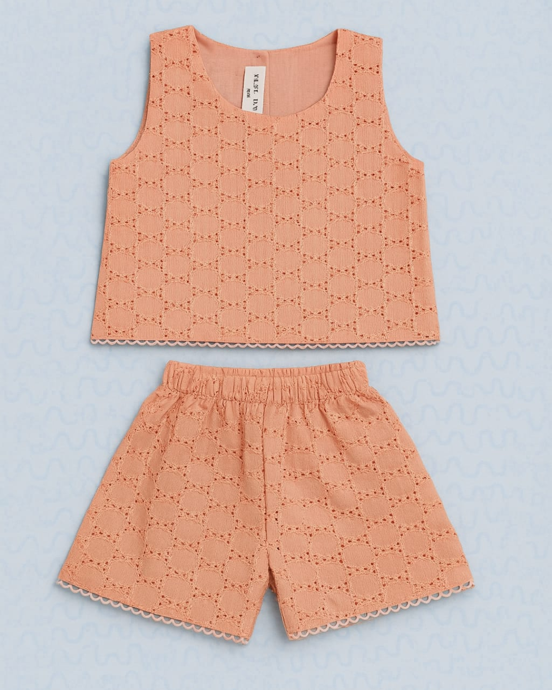 Peachy Charm – Embroidered Cotton Summer Set