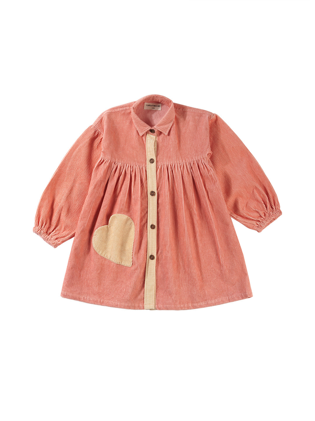 Natural Cotton Corduroy Autumn Dress - Coral Pink