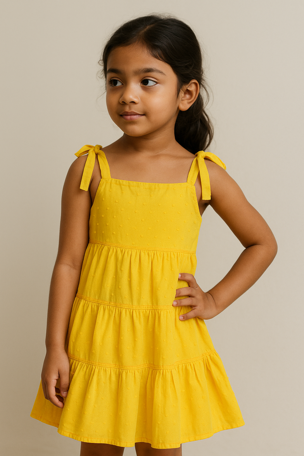 Marigold Tie-Up Tier Dress