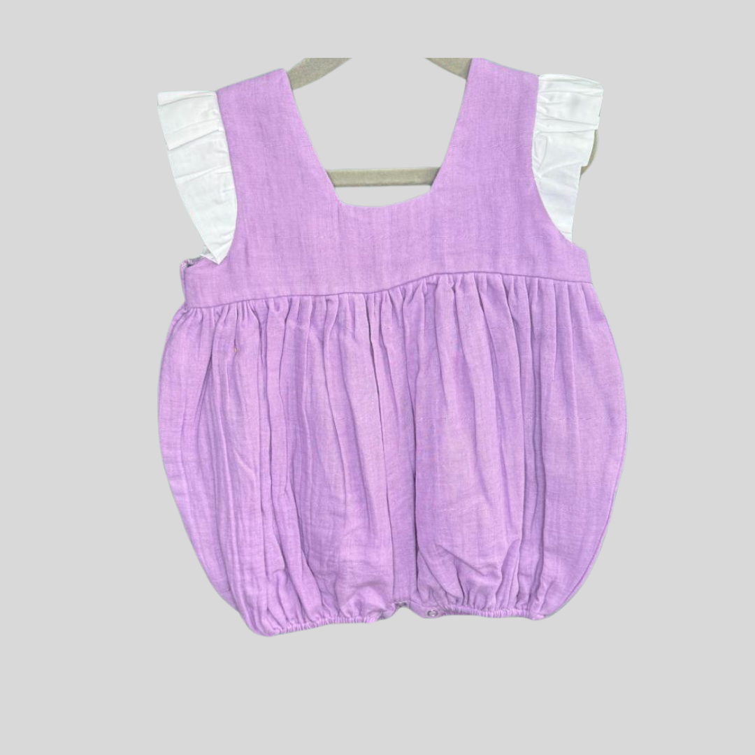Double Cotton Purple Frill Onesie