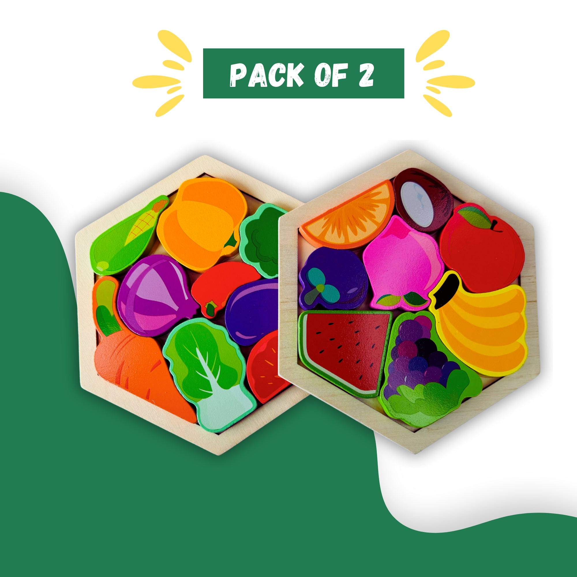Hexagon Wooden Puzzle|Pack of 2|