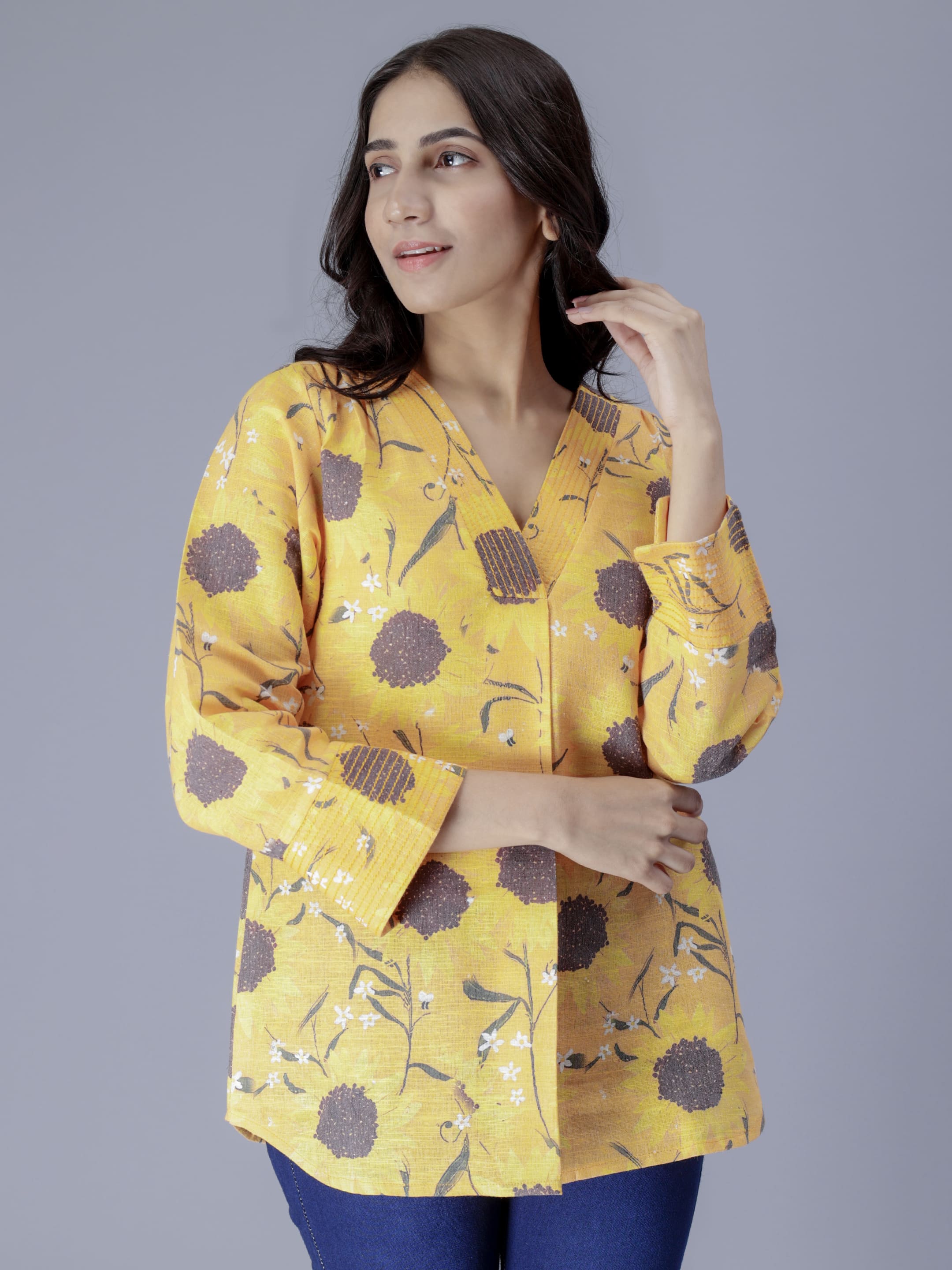 Printed V-Neck Top
