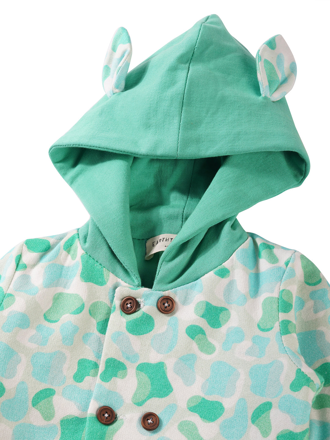 Fleece Hooded Jacket - Green Camo Print