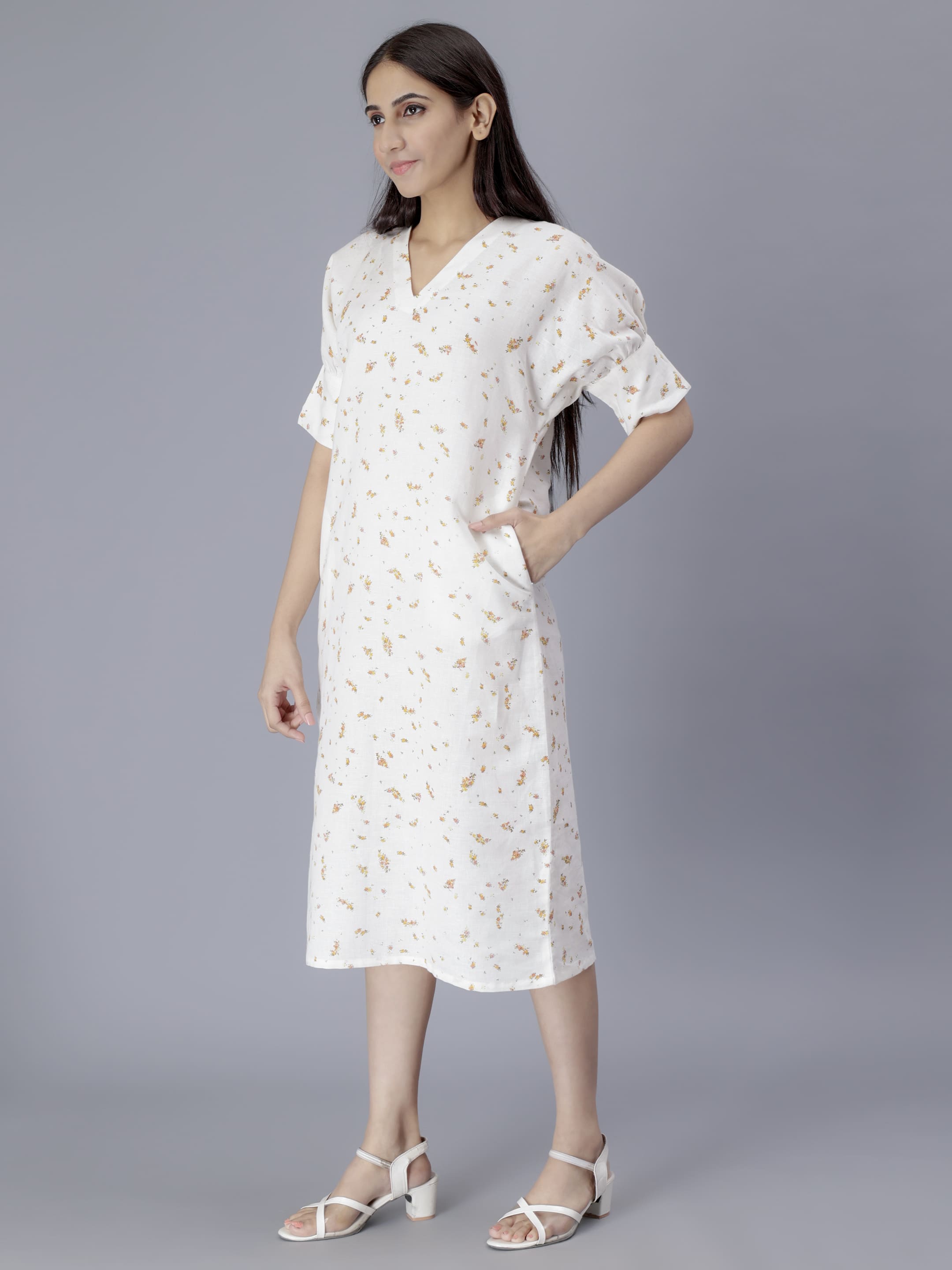 Printed V-Neck Dress