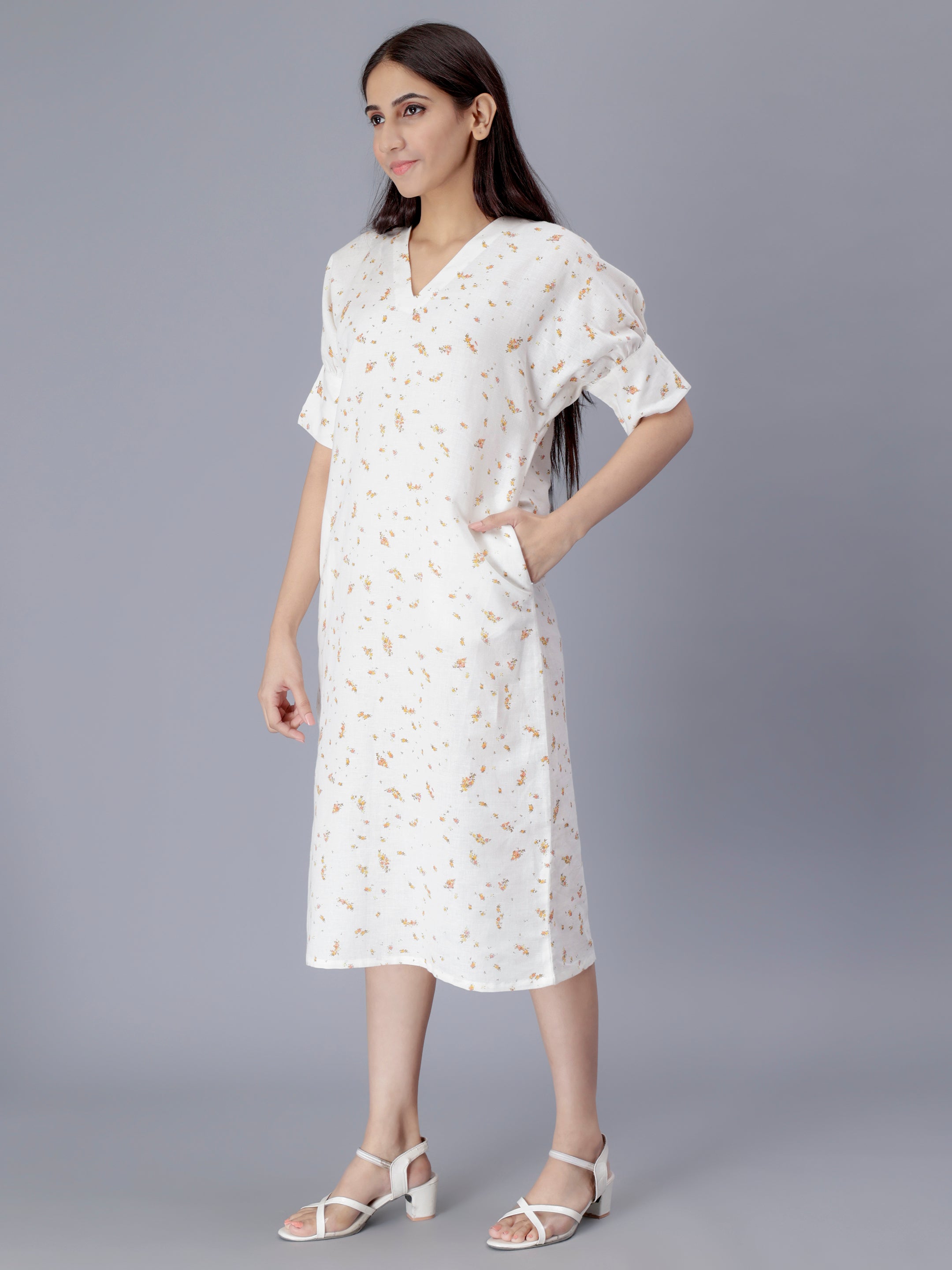 Printed V-Neck Dress