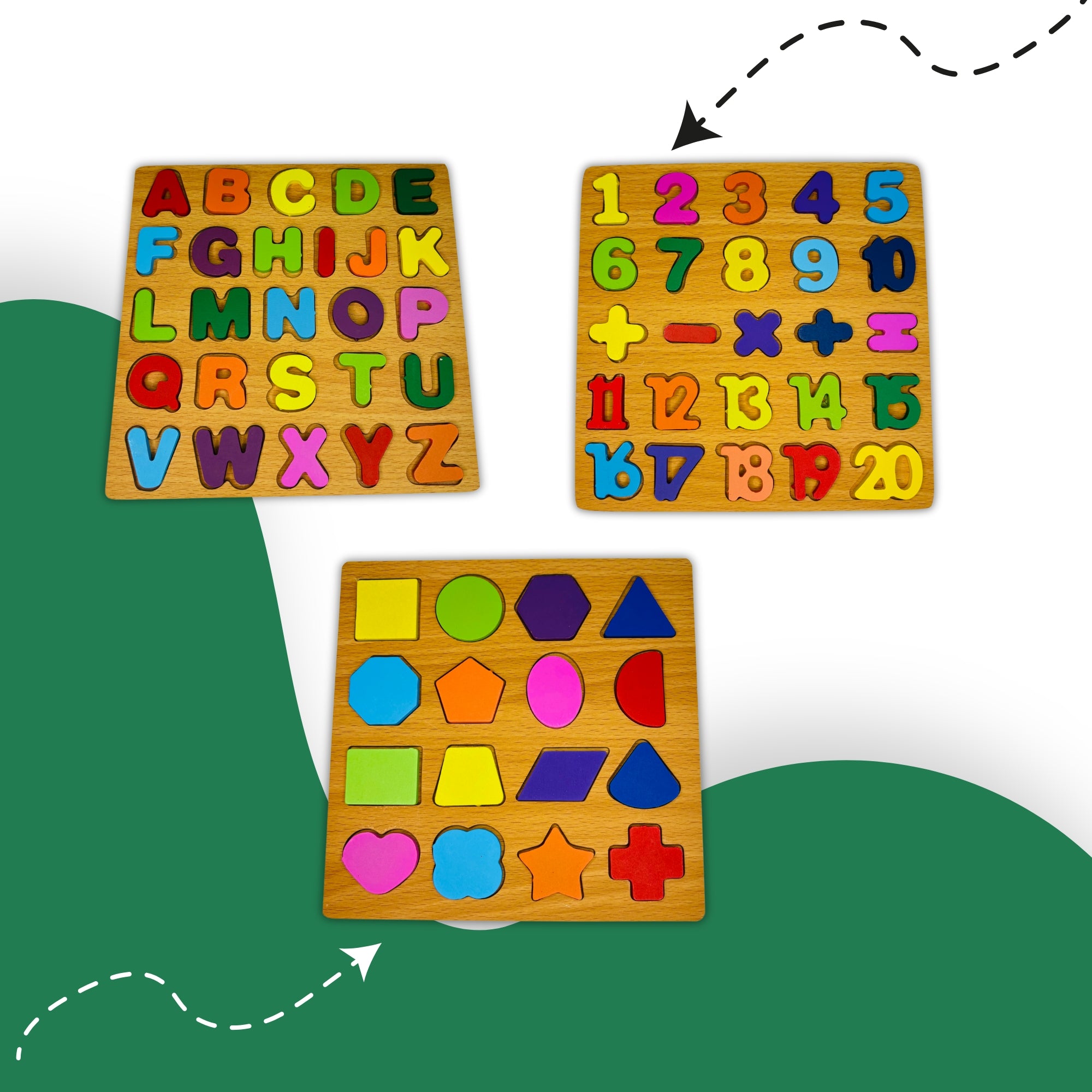 Wooden Educational Puzzle Set of 3
