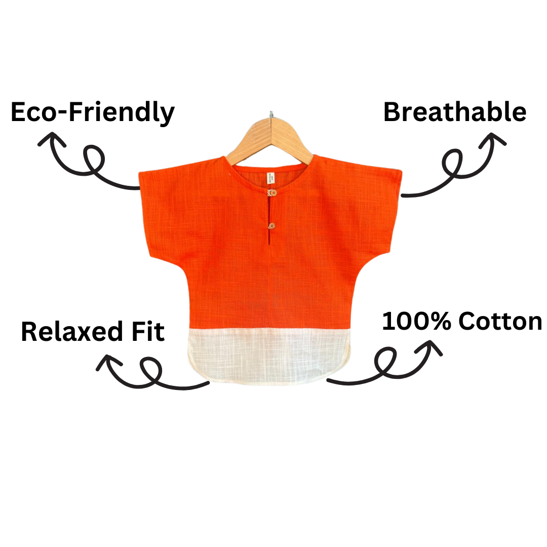 Easy Going Colorblocked Shirt-Orange
