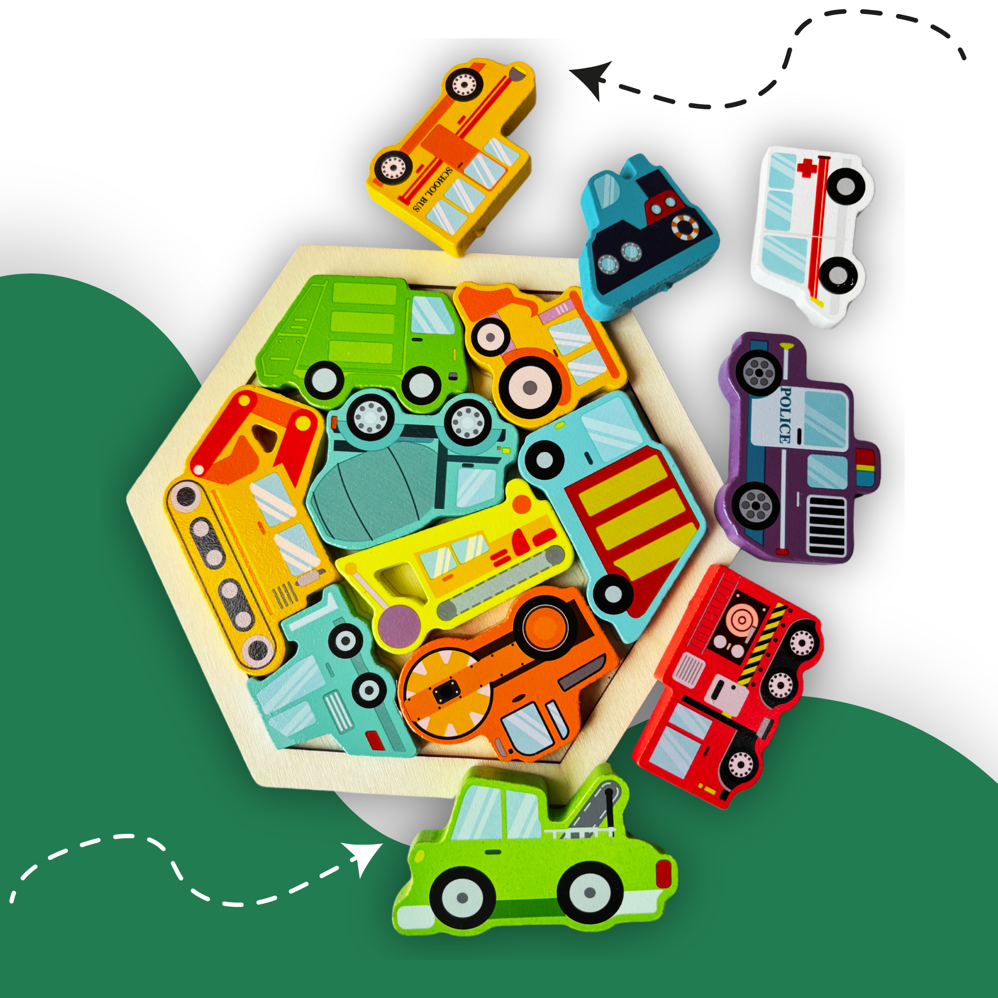 Hexagon Wooden Puzzle|Pack of 2|