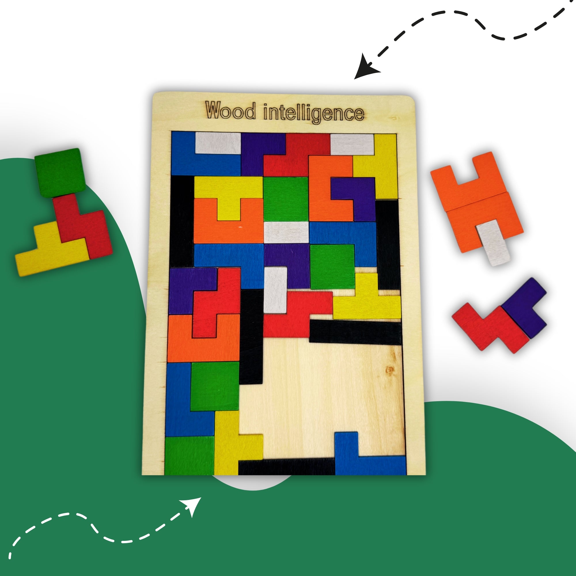 Wooden Tetris Puzzle Board