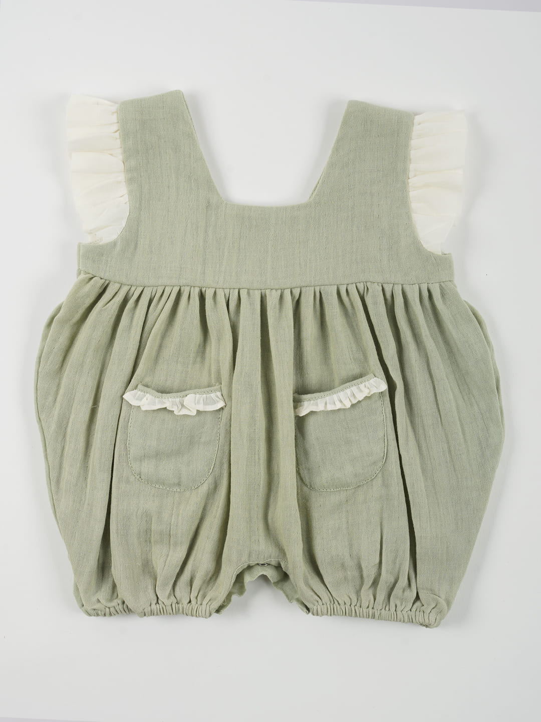 Double Cotton Green Frill Onesie