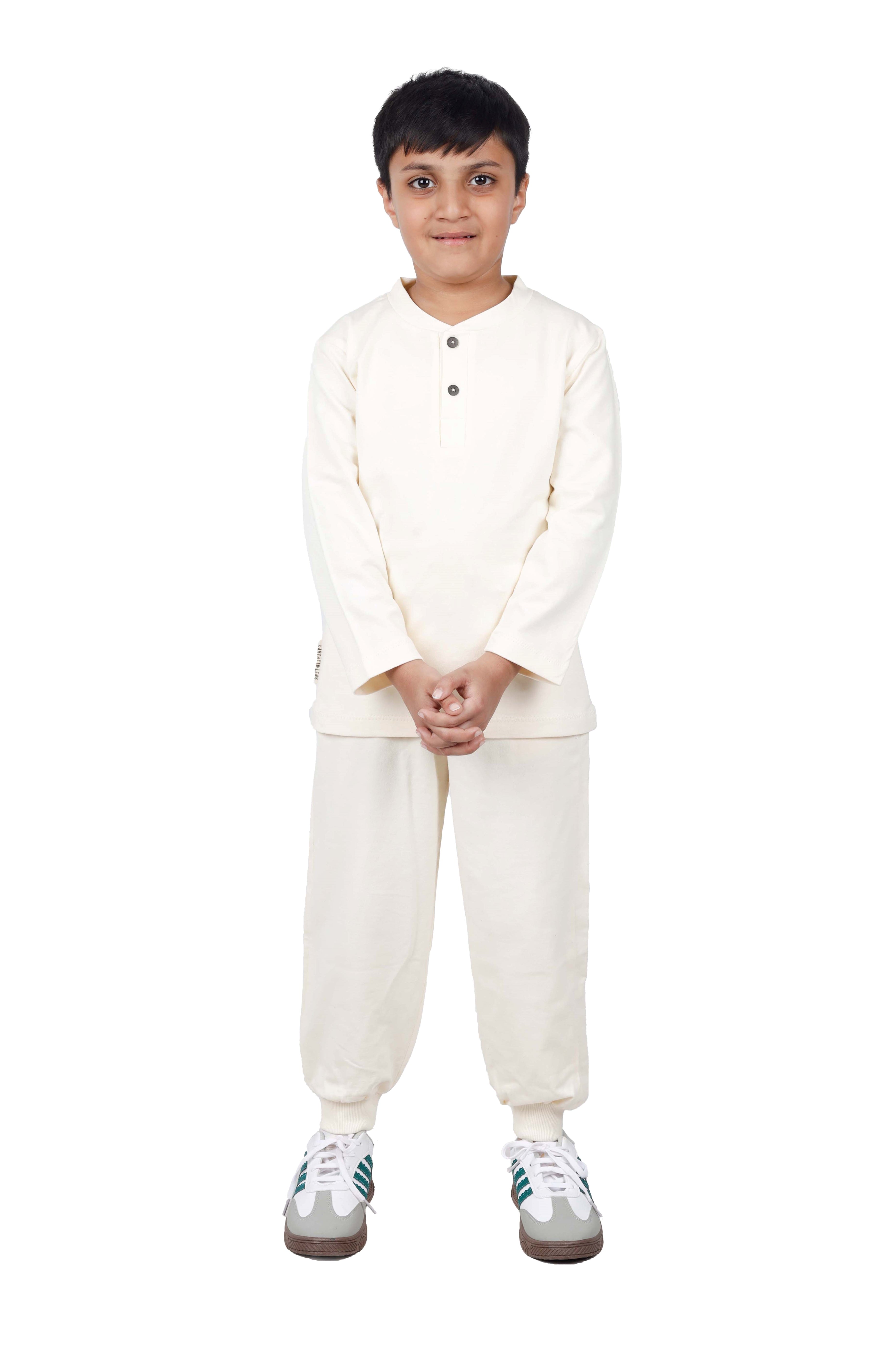 Natural Cotton Unisex Terry Jogger & Sweatshirt Set - Off White