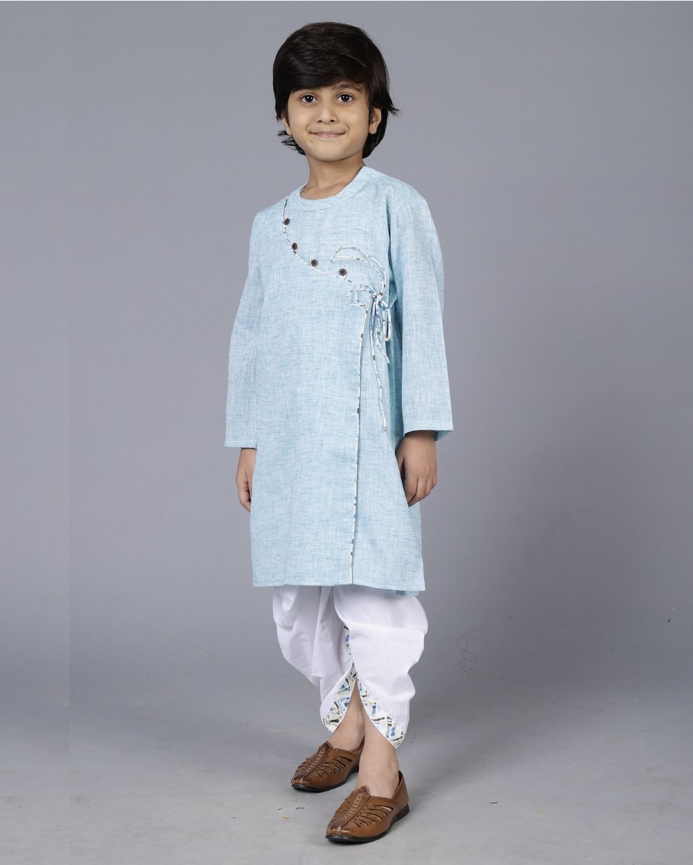 Blue Bagal Bandi Kurta and Dhoti Pant set