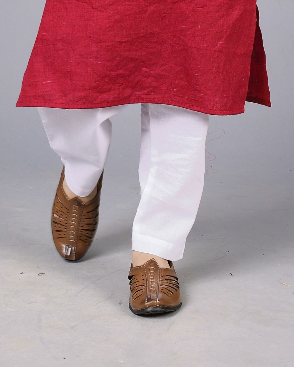 Printed Jacket, Maroon Kurta with White Pyjama (3 Pcs Set)