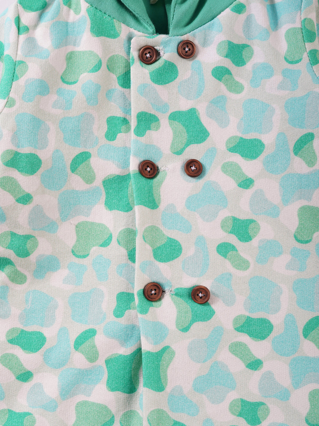 Fleece Hooded Jacket - Green Camo Print