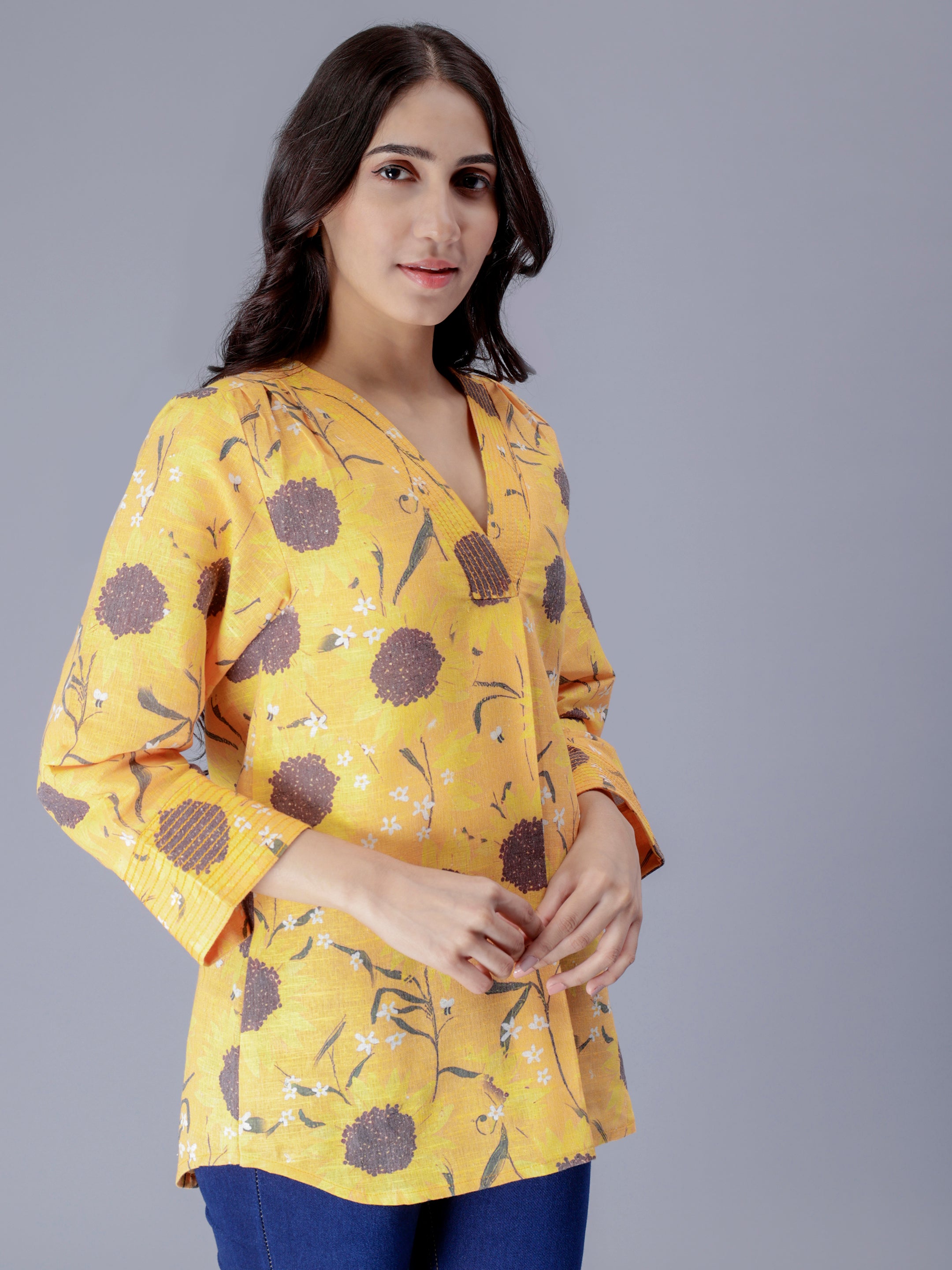 Printed V-Neck Top