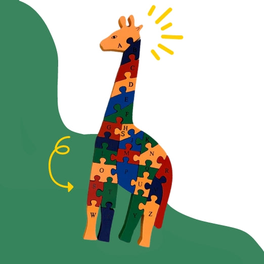 Wooden Giraffe Alphabets & Number Puzzle
