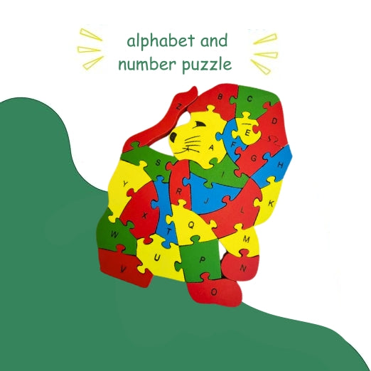Lion Alphabets & Number Wooden Puzzle