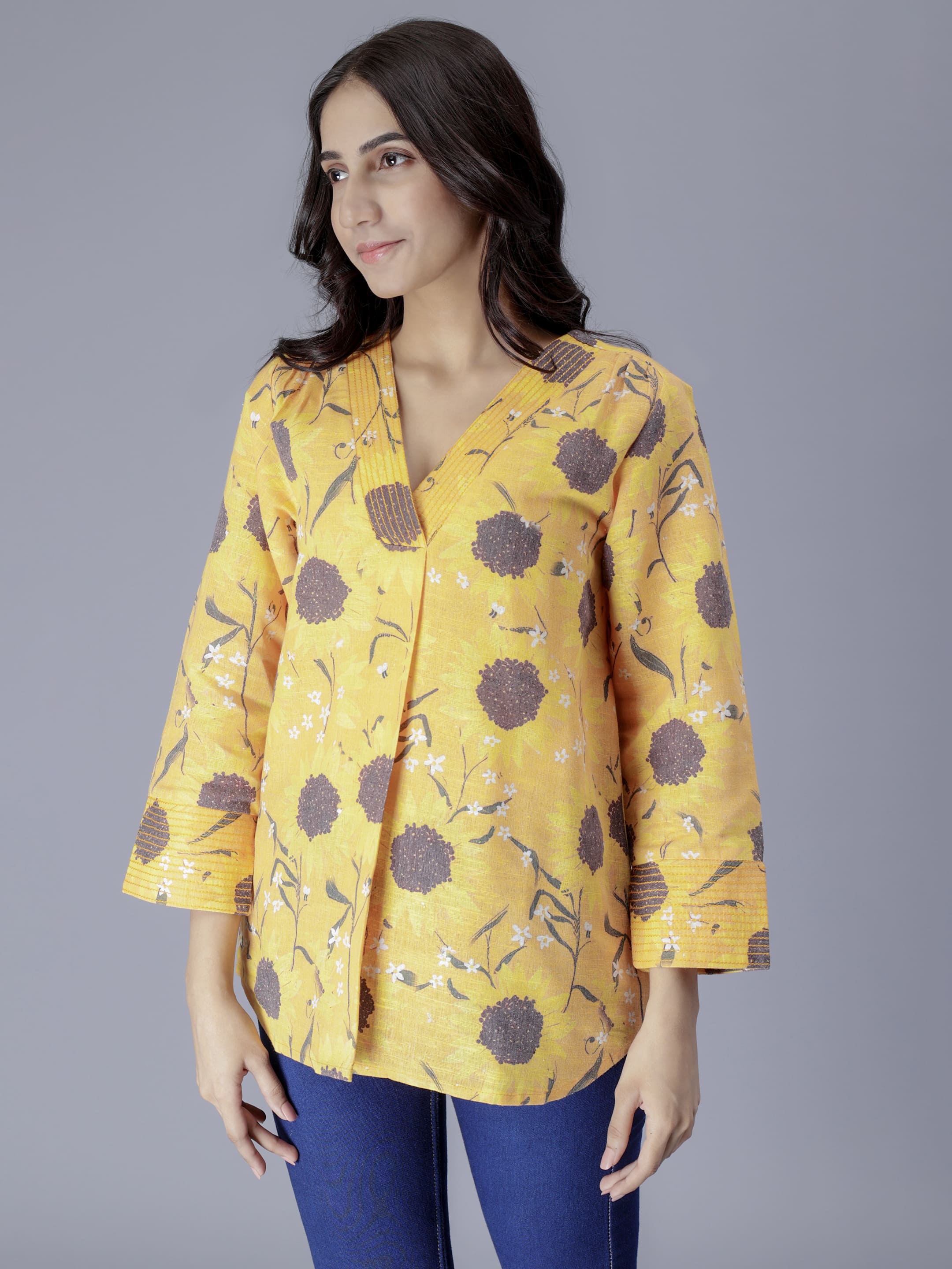Printed V-Neck Top