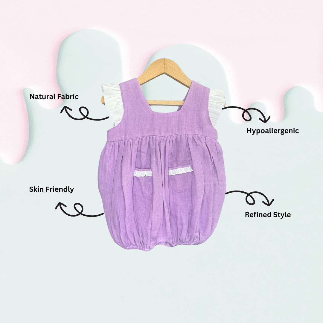 Double Cotton Purple Frill Onesie