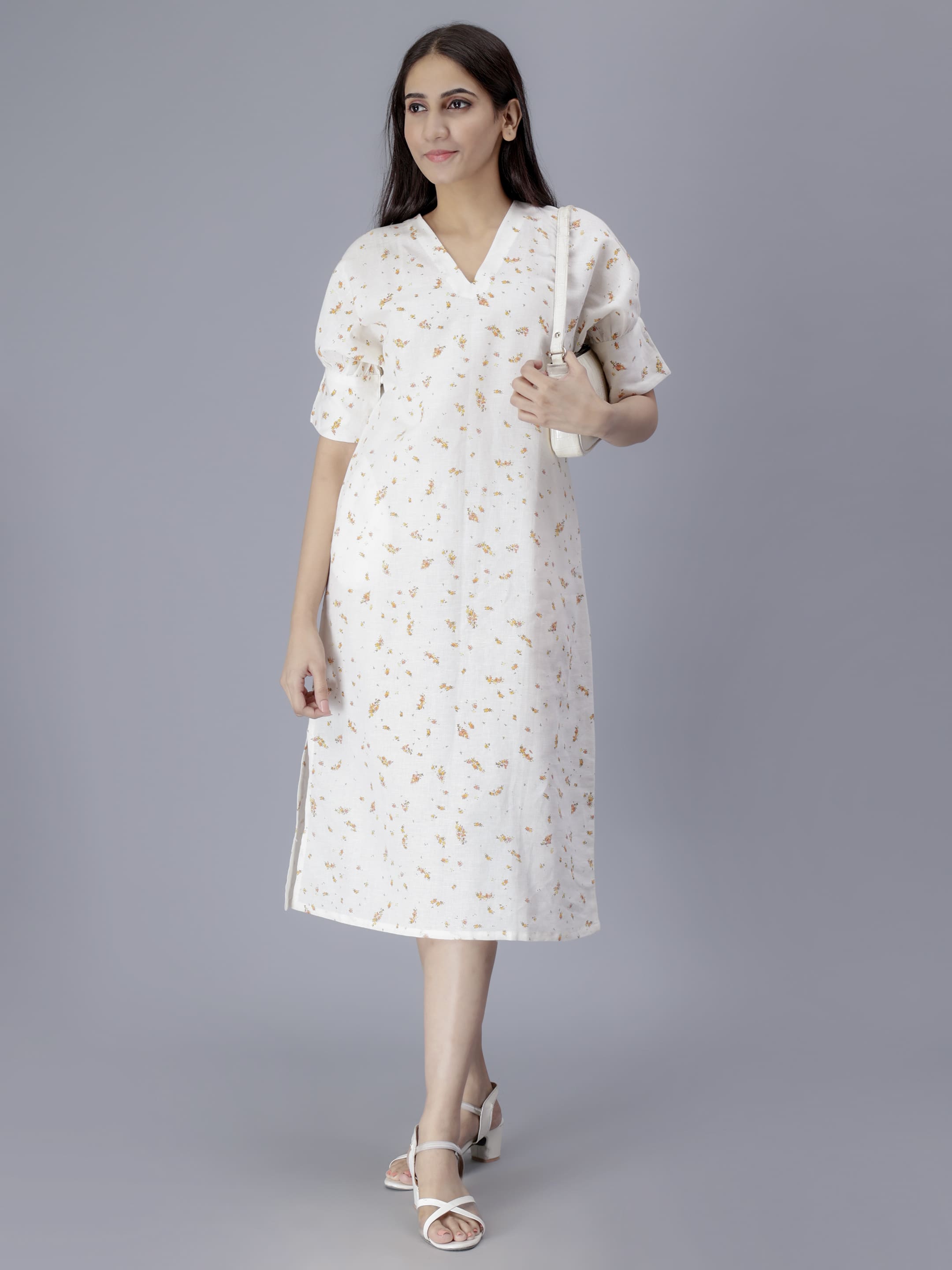 Printed V-Neck Dress