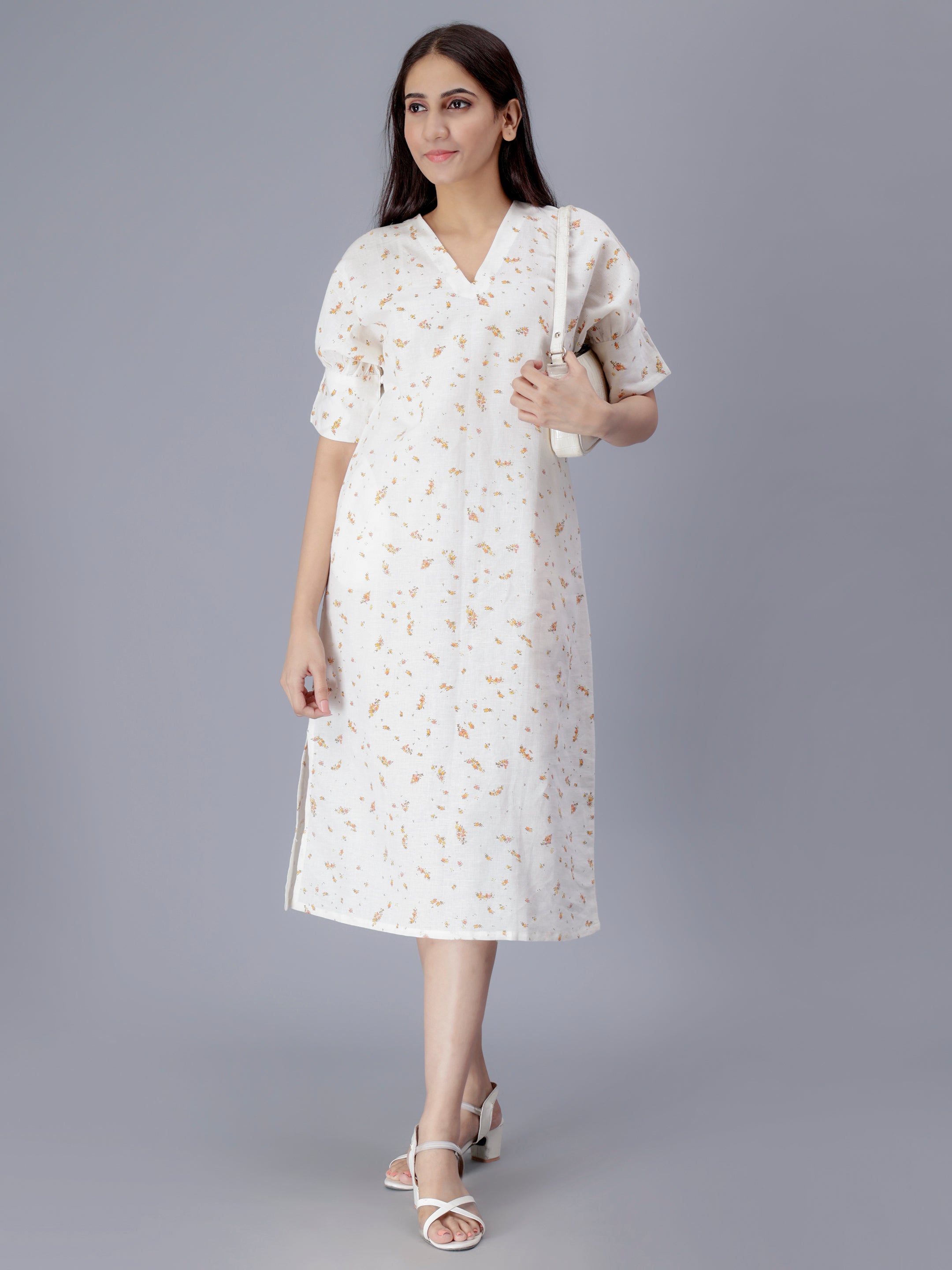 Printed V-Neck Dress