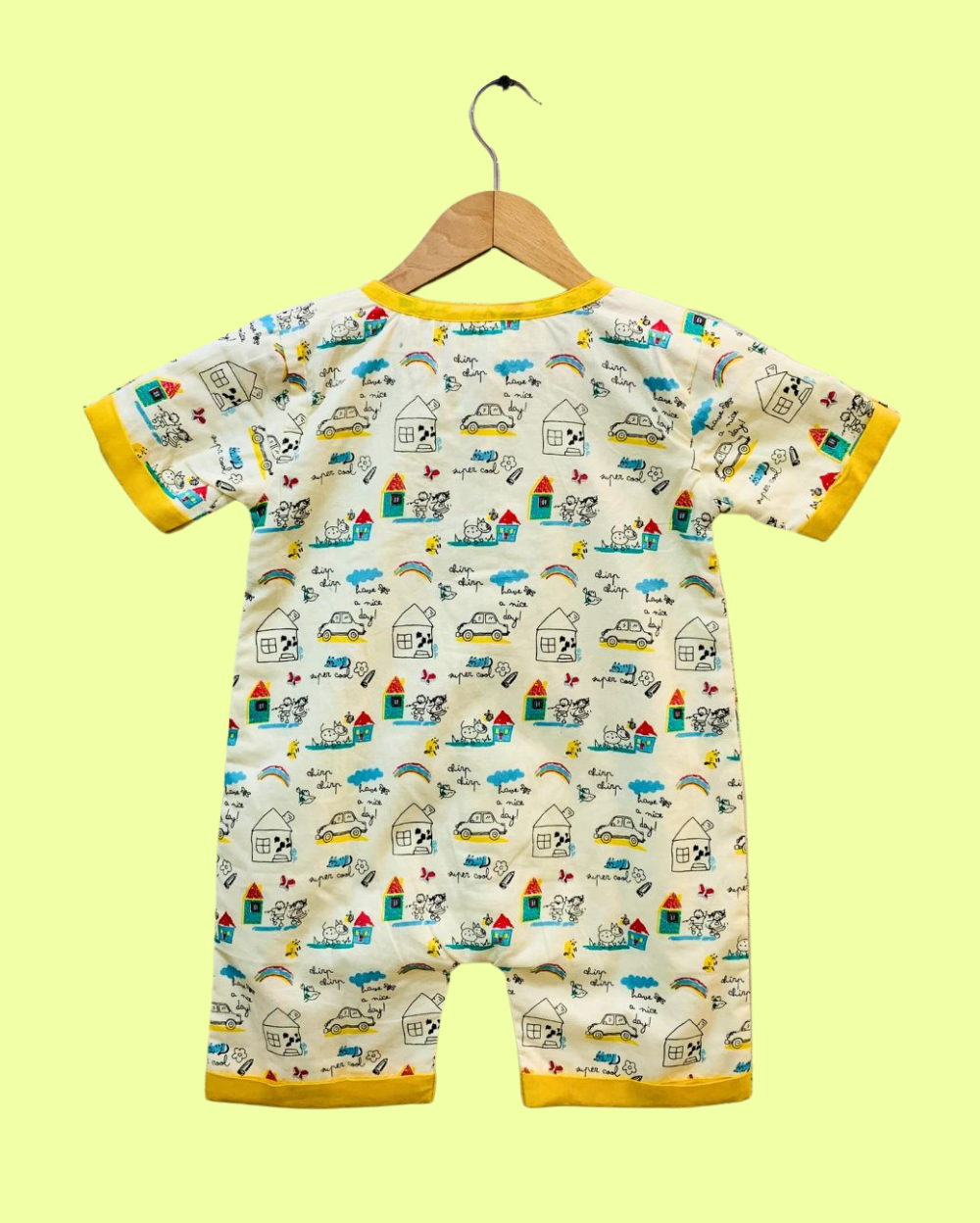 100% Cotton Rompers & Green Onesie for Baby Boys - 3 Piece Set