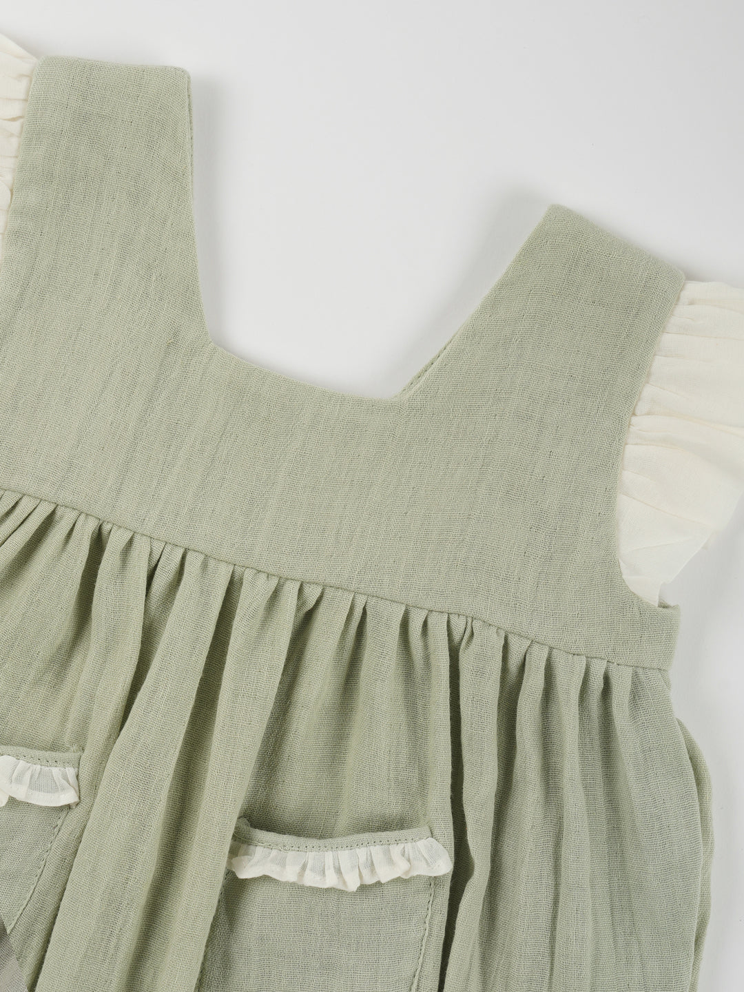 Double Cotton Green Frill Onesie