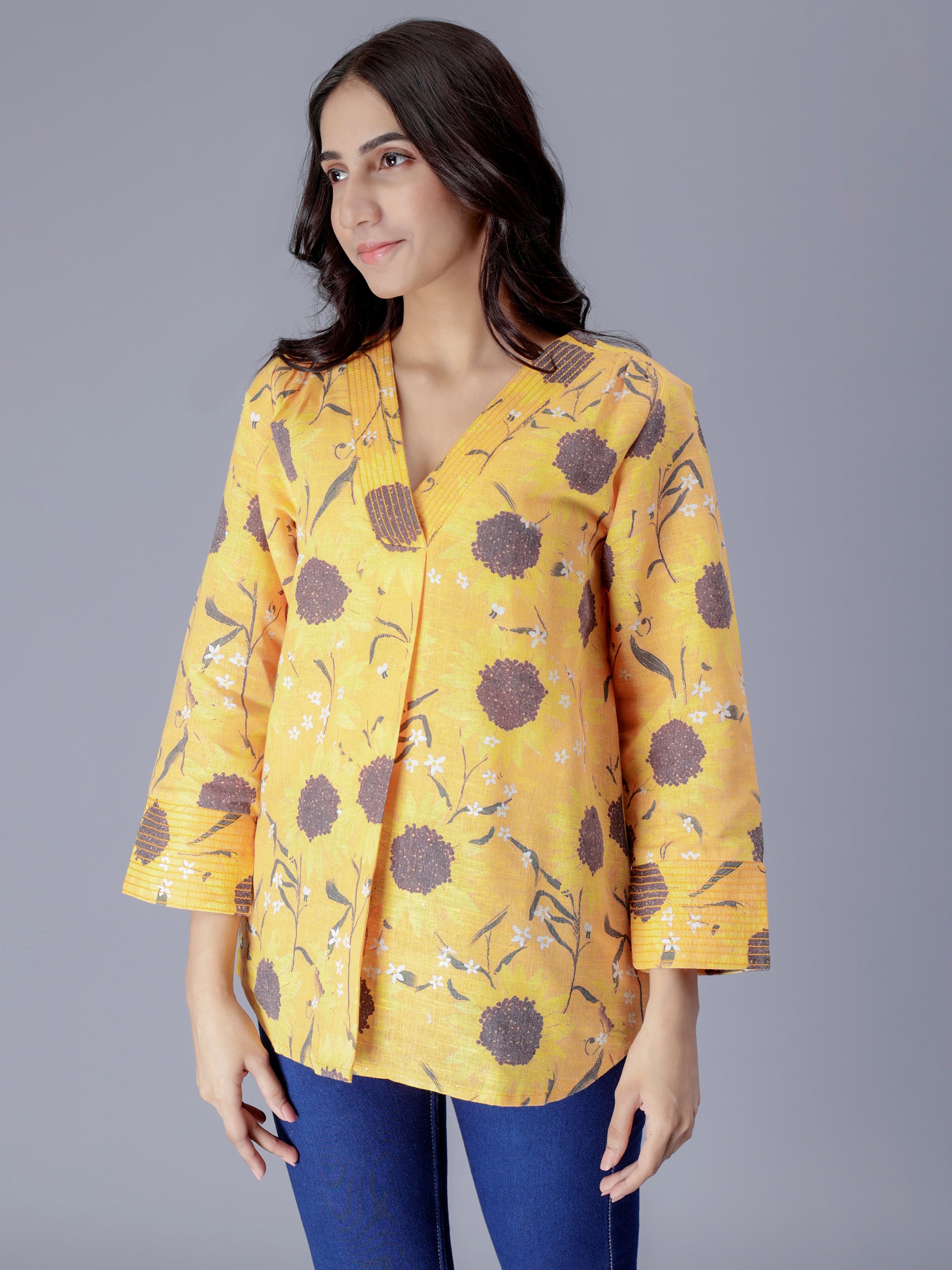 Printed V-Neck Top