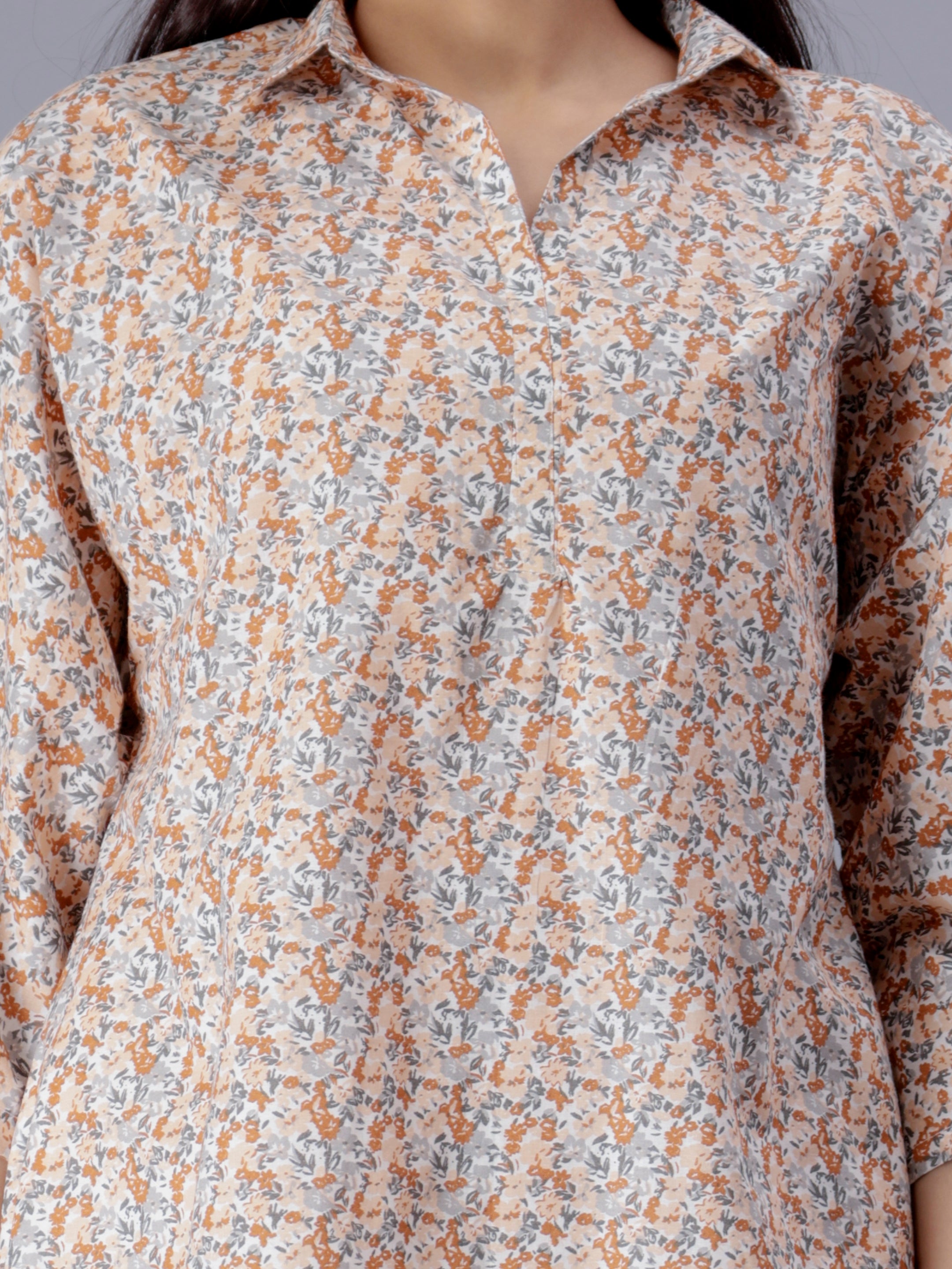 Printed Top & White Pants Co-ord set