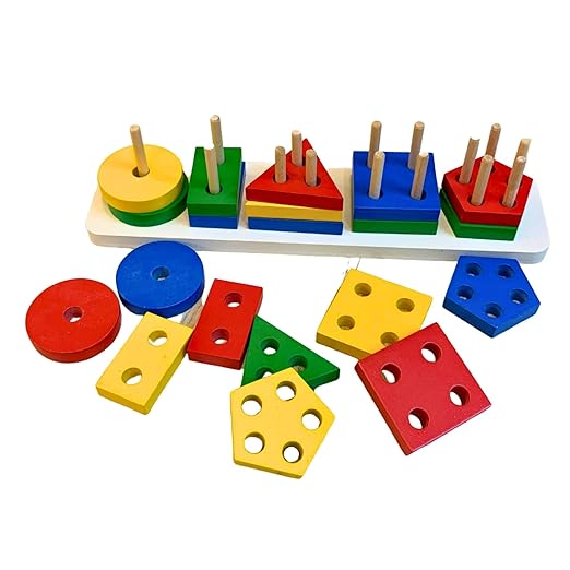 5 Shapes Wooden Geometric Sorter - Large