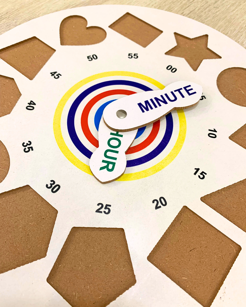 Wooden Clock Toy & Wooden Tangram Puzzle for Kids