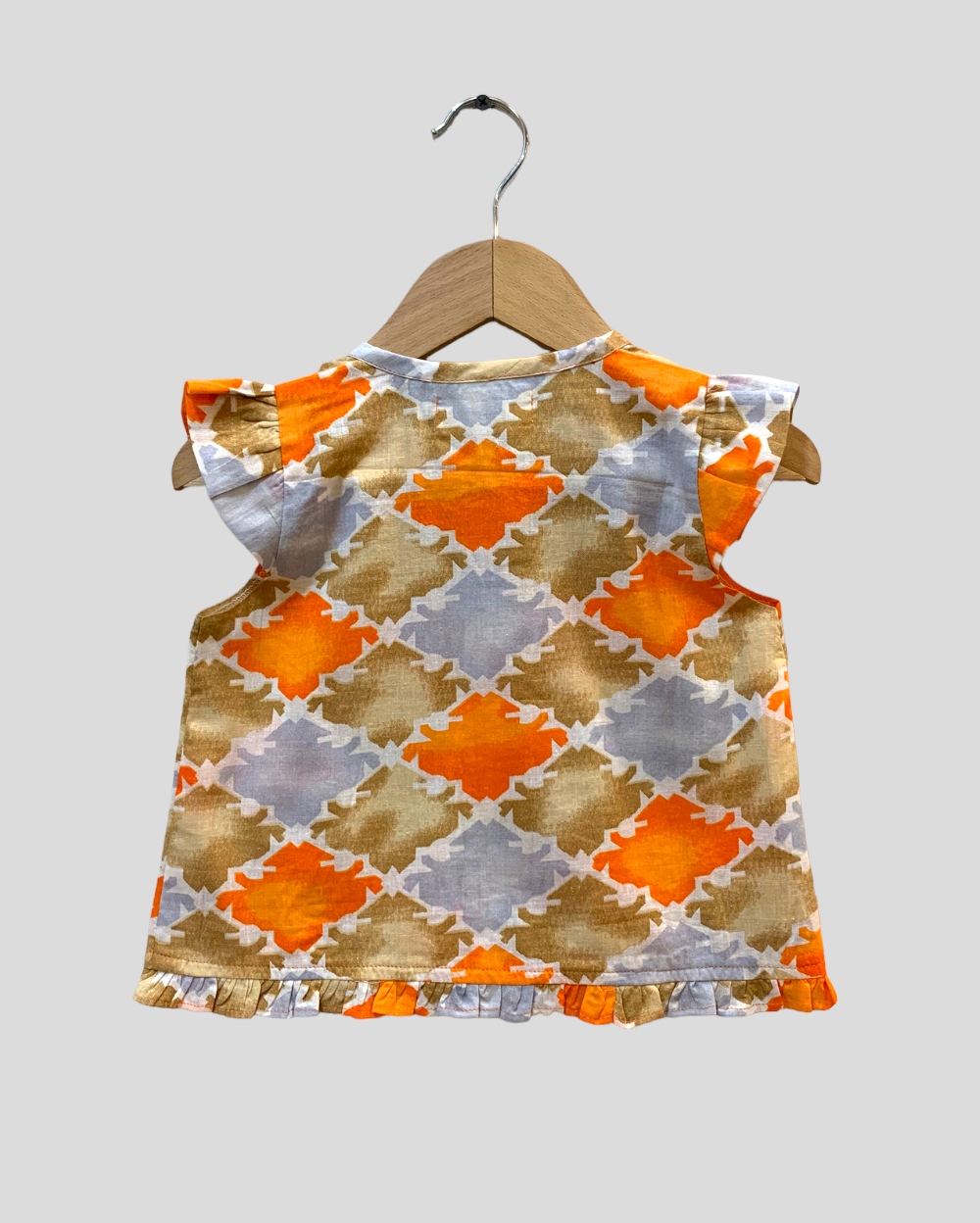 Abstract printed top & white shorts Baby Set