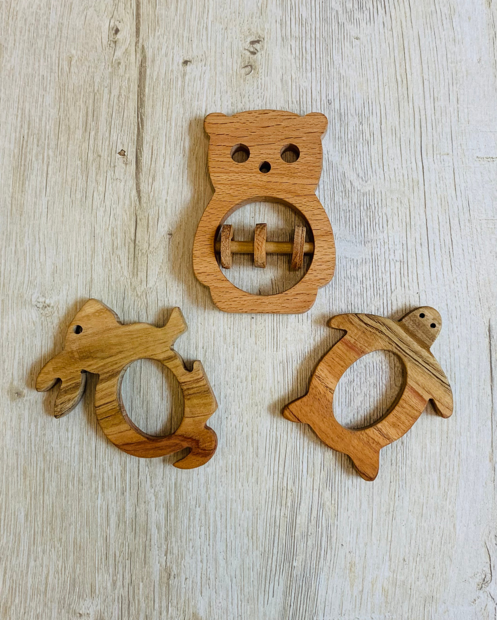 Wood Rattle & Neem Wood Teethers (Set Of 3)
