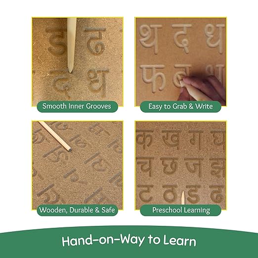 Wooden Hindi Alphabet Tracing Board