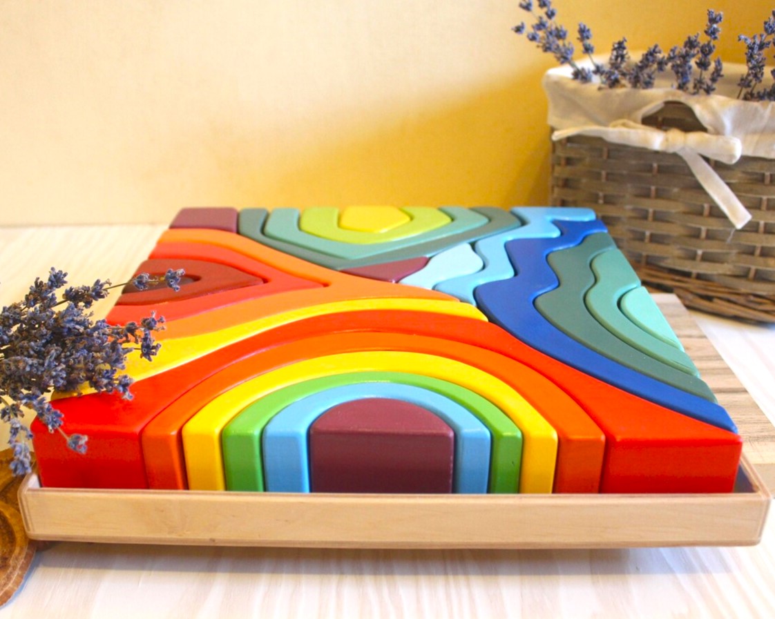 Rainbow Stacker Large - 12 Pcs + Nature Based 4 Elements stacker