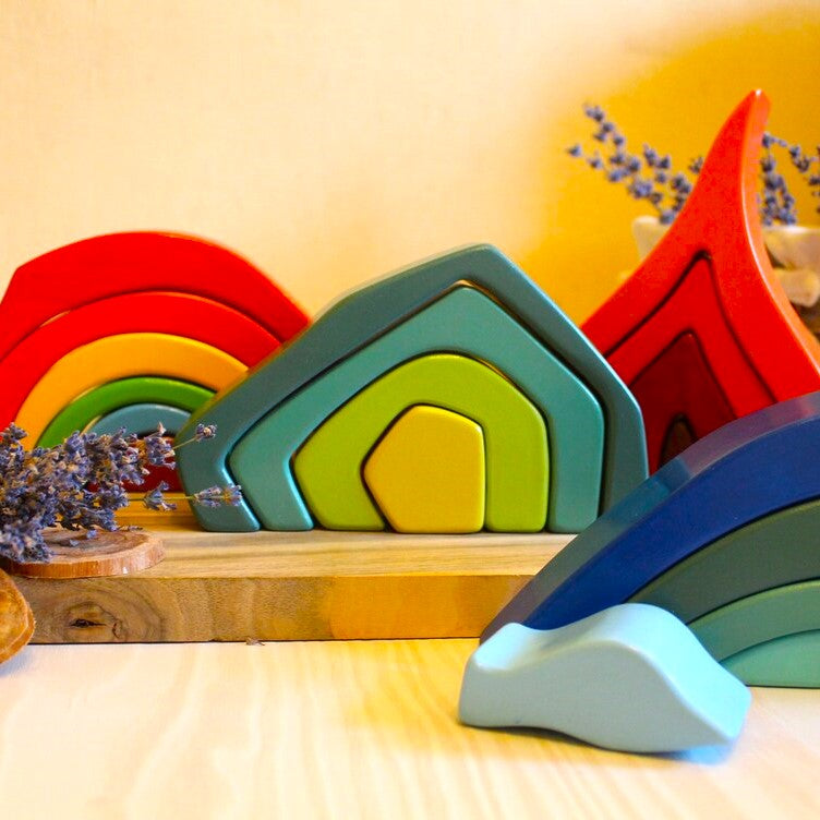 Rainbow Stacker Large - 12 Pcs + Nature Based 4 Elements stacker