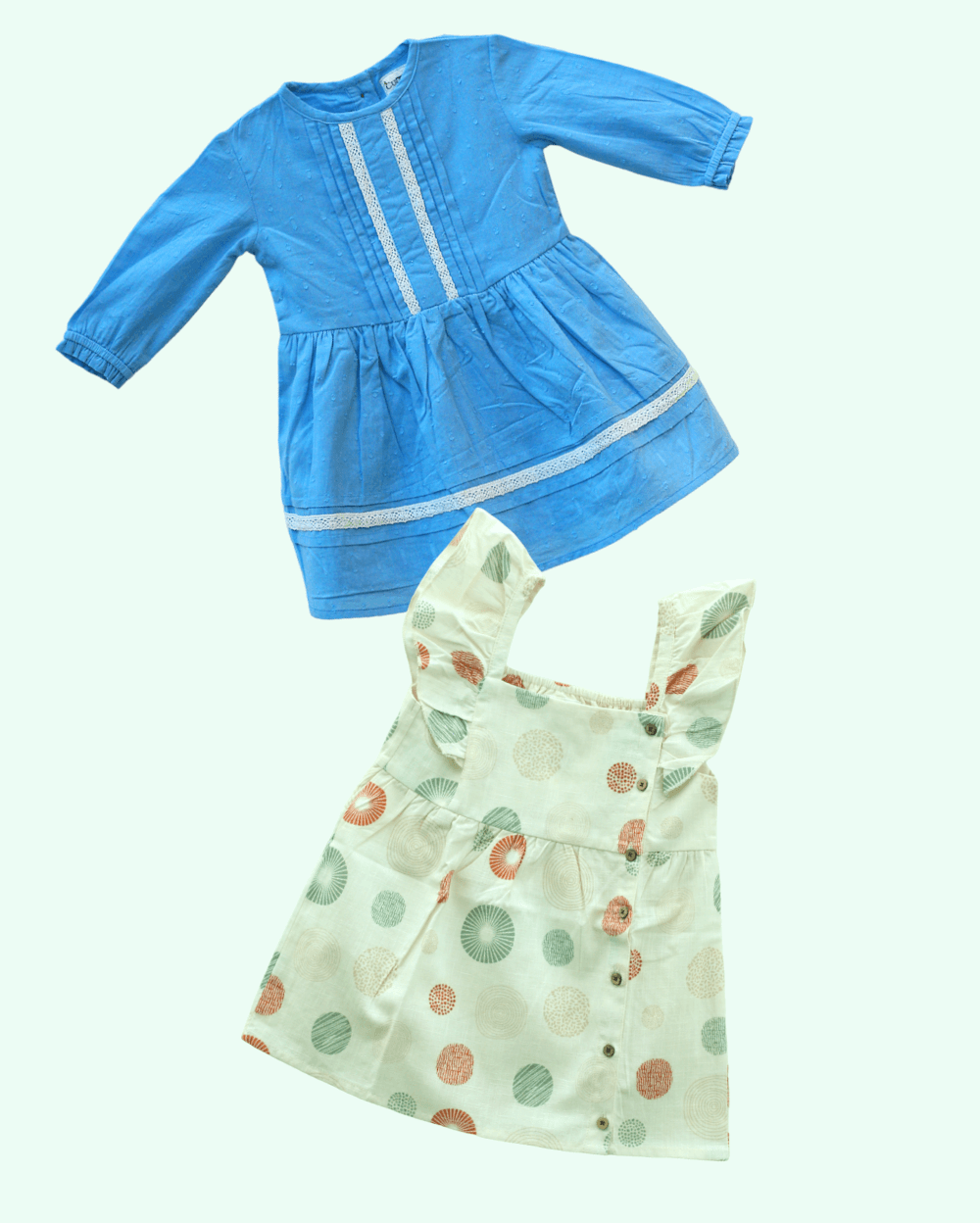 Baby Blue Picnic Frock and Whimsy Polka Dot Frock