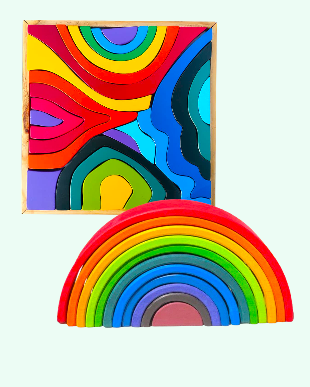 Rainbow Stacker Large - 12 Pcs + Nature Based 4 Elements stacker