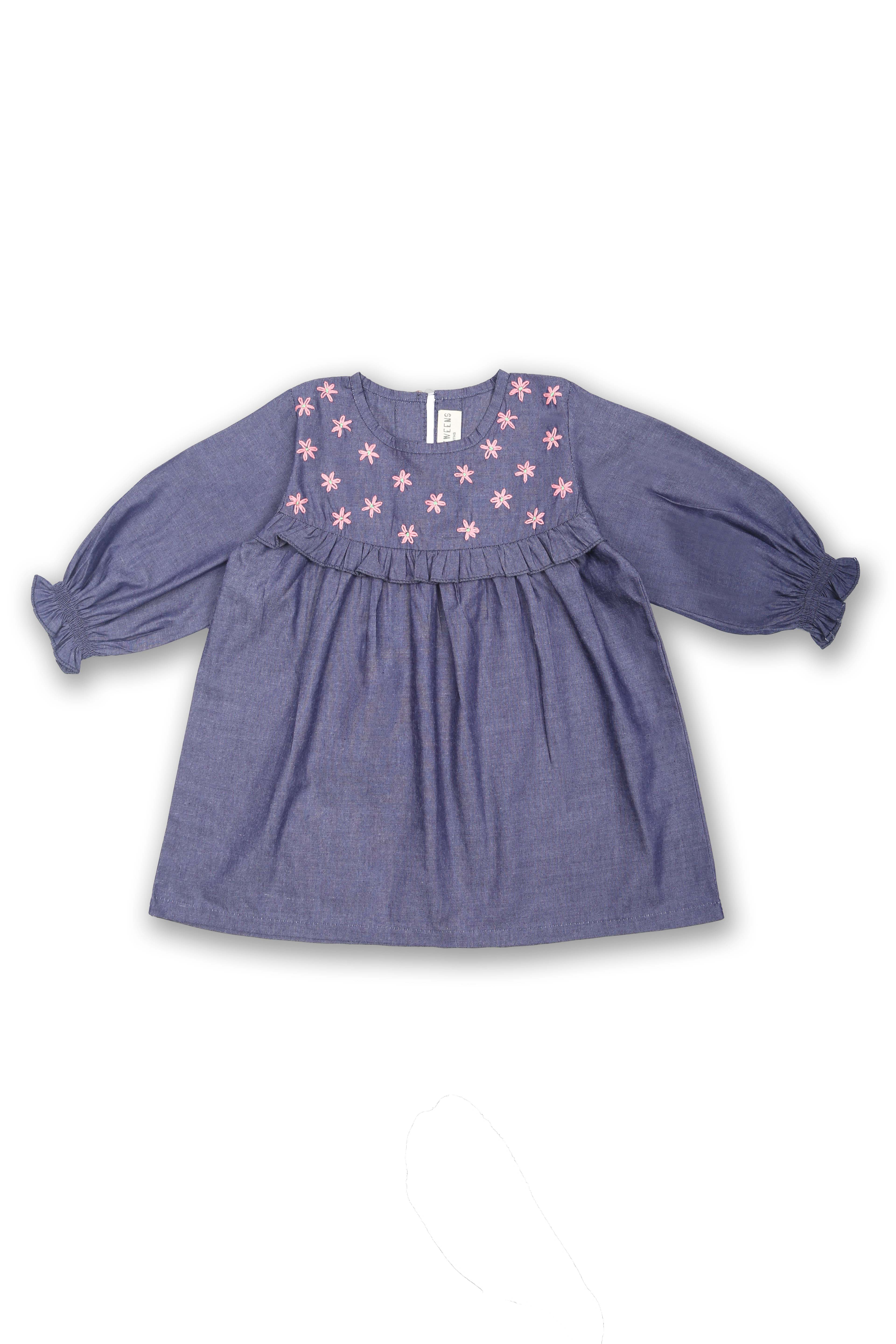 Charming Woven Chambrey with Floral Embroidery