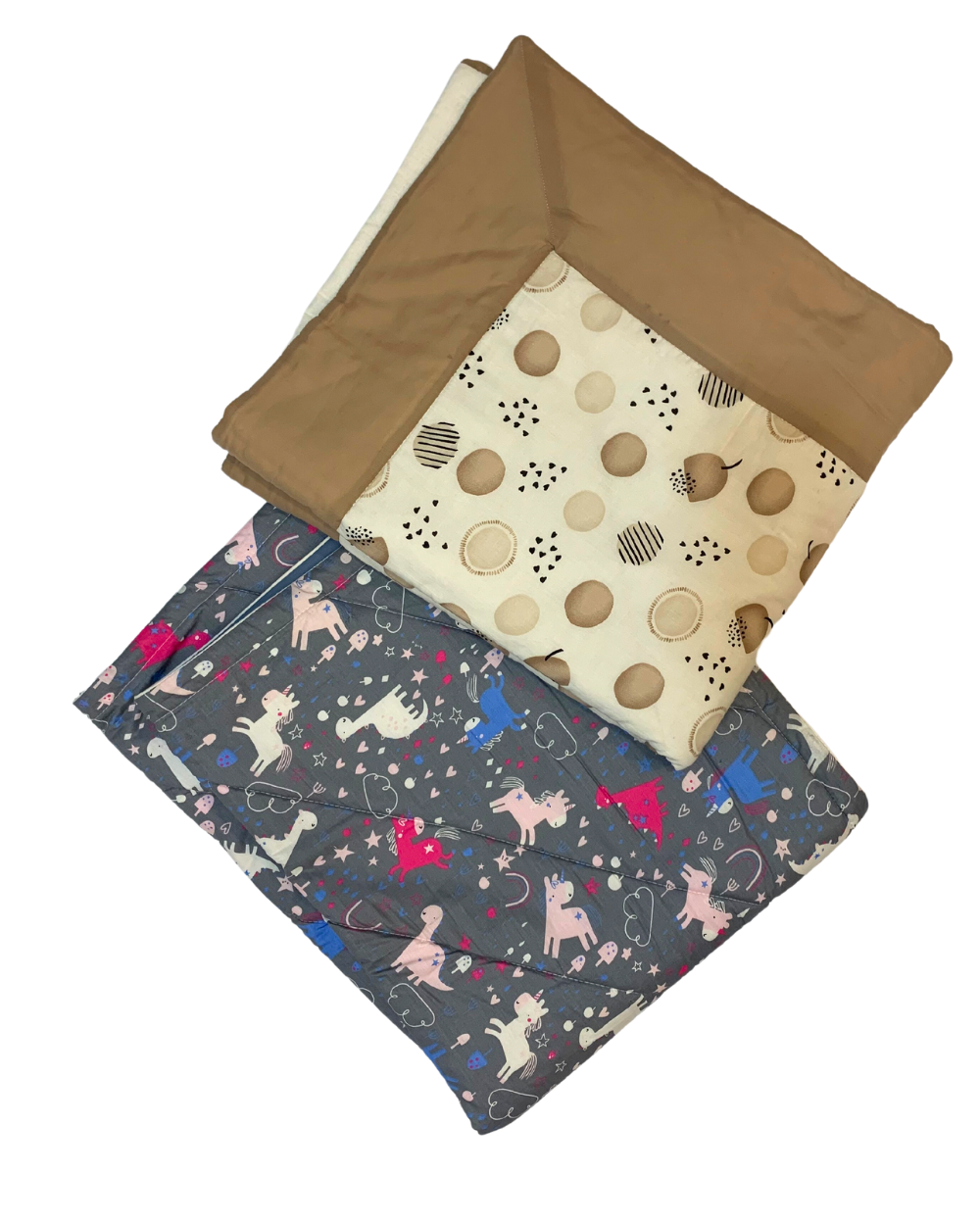 Set of 2 ( Unicorn & Polka Dot ) | Cotton Baby Blankets