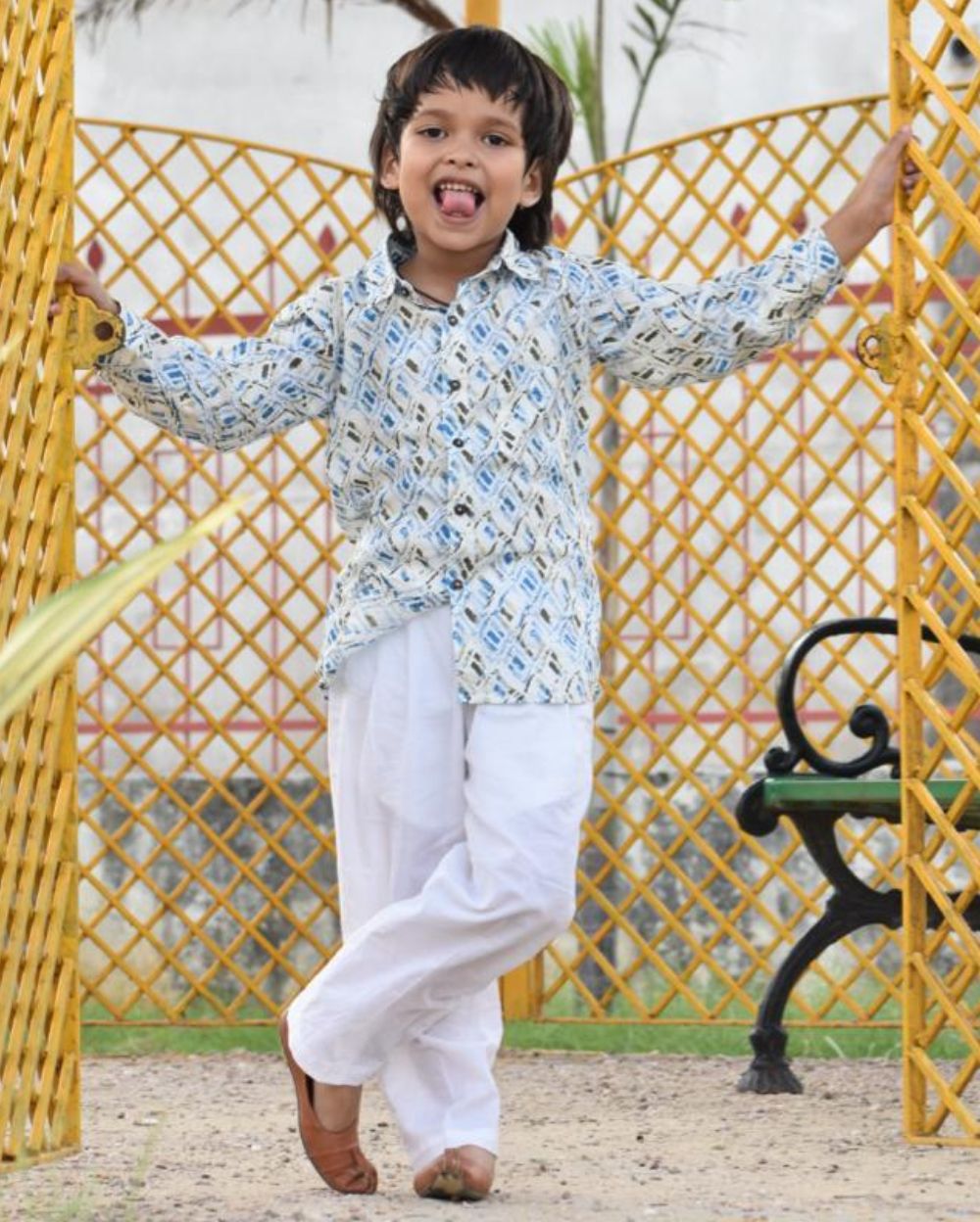 Printed Shirt & White Pant