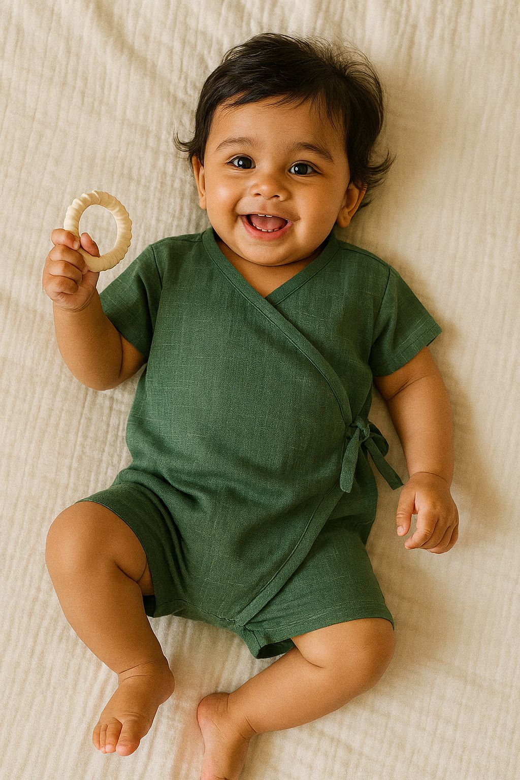 Jump In Pumpkin Baby Onesie-Dark Green